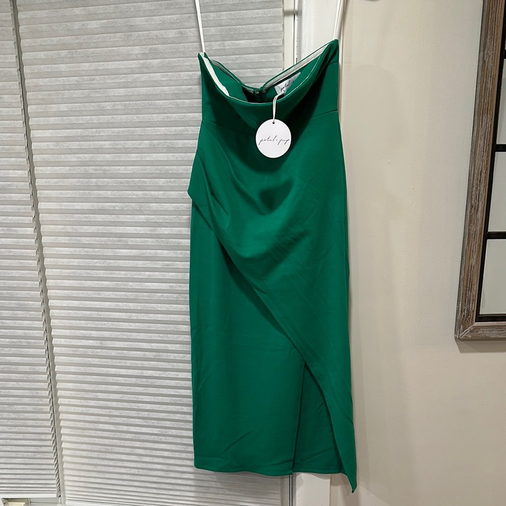 Petal & Pup Green White Asymmetrical Sheath Dress